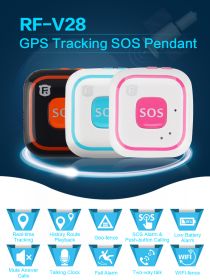 V28 Mini Smart Kids GPS Tracker Two Way Audio Communication Talking Clock SOS Geo-Fence Historical Route Playback Fall Alarm (colour: pink)